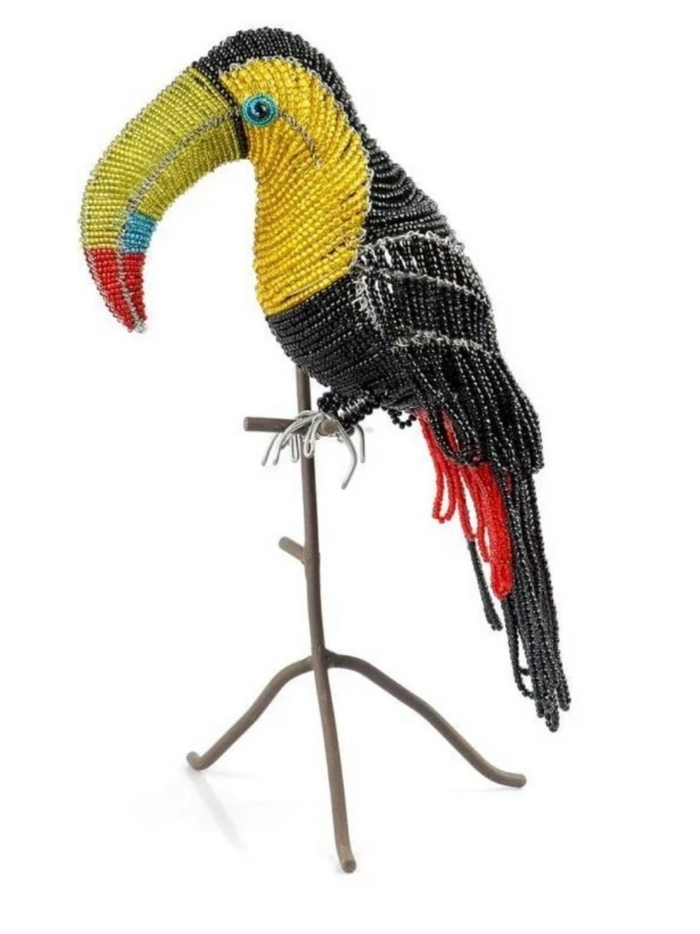 Handcrafted Beaded Toucan Sculpture | Grassroots‑Style | 13”